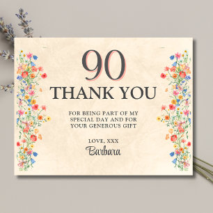 Carte De Remerciements Remerciements pour les 90 ans Fête élégante de Wil
