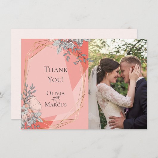 Carte De Remerciements Remerciements pour les photos de mariage | Fleurs (Devant / Derrière)