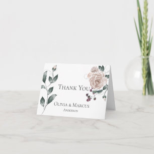 Carte De Remerciements Remerciements pour mariage   Aquarelle Dusty Rose 