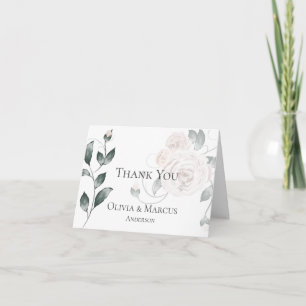 Carte De Remerciements Remerciements pour mariage   Aquarelle Dusty Rose 