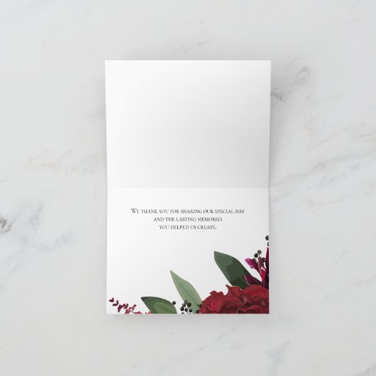 Carte De Remerciements Remerciements pour mariage | Elégant Marsala Bourg (Intérieur)