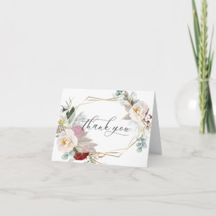 Carte De Remerciements Remerciements pour mariage Ivoire et Bourgogne