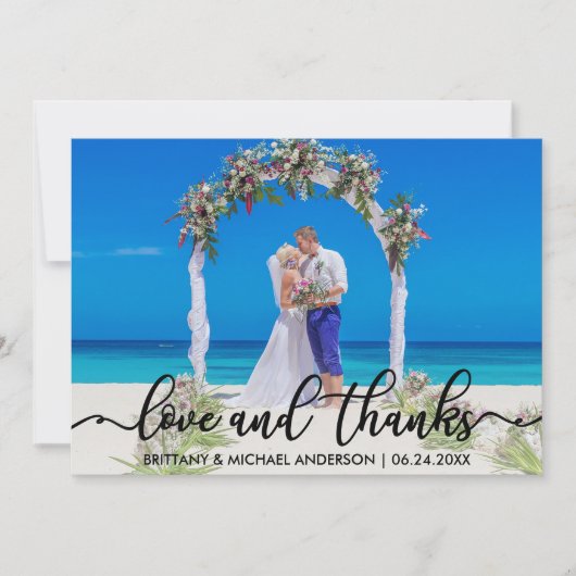 Carte De Remerciements Remerciements pour mariage | Photo Love and Thanks (Devant)