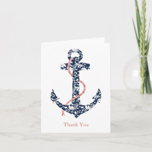 Carte De Remerciements Remerciements pour mariage sur la plage avec ancre