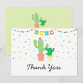 Carte De Remerciements Remerciements pour une Baby Shower Fiesta Cactus (Devant / Derrière)