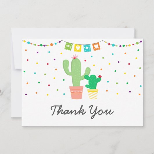 Carte De Remerciements Remerciements pour une Baby Shower Fiesta Cactus (Devant)