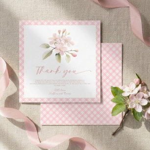 Carte De Remerciements Remerciements pour une Baby Shower Fille Rose
