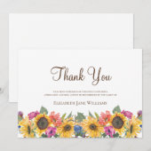 Carte De Remerciements Remerciements Tournesol Deuil Funéraire (Devant / Derrière)