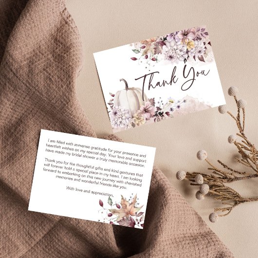 Carte De Remerciements Remerciment pour une fête de mariage boho citrouil