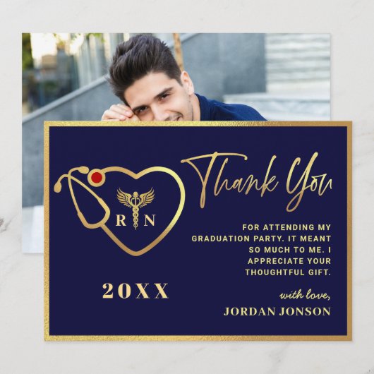 Carte De Remerciements Remise de diplômes de l'école d'infirmières modern (Devant / Derrière)