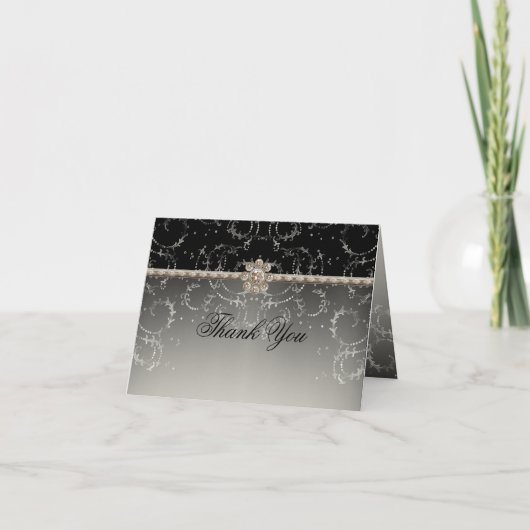 Carte De Remerciements Remous octogonaux de diamant de Bling d'argent de (Devant)