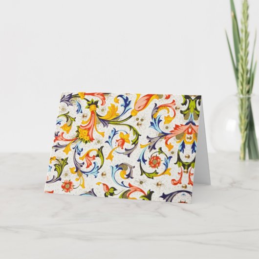 CARTE DE REMERCIEMENTS RENAISSANCE FLORENTINE EAUX FLORALES, FLEURS (Devant)