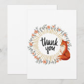 Carte De Remerciements Renard à l'aquarelle Couronne délicate (Devant / Derrière)