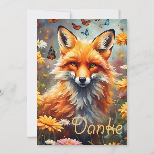 Carte De Remerciements Renard dans la prairie (Devant)