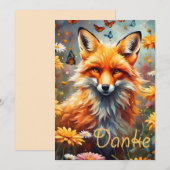 Carte De Remerciements Renard dans la prairie (Devant / Derrière)