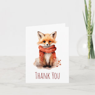 Carte De Remerciements Renard mignon en écharpe rouge