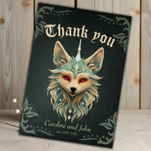 Carte De Remerciements Renard mystique aux yeux rouges percevants.