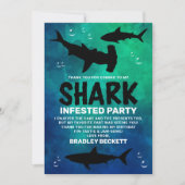 Carte De Remerciements Requin infesté n'importe quel âge fête d'anniversa (Devant)