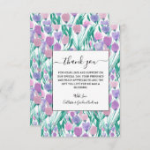 Carte De Remerciements Ressort rose pourpre Tulipe Floral Aquarelle (Devant / Derrière)