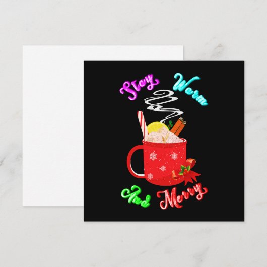 Carte De Remerciements Restez Chaleureux Et Joyeux Flacons De Neige À La  (Devant / Derrière)