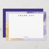 Carte De Remerciements Résumé Abstrait Violet et Doré de Luxe (Devant / Derrière)