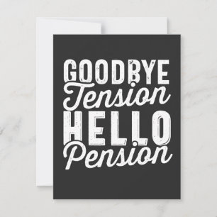 Carte De Remerciements Retirement Gift, Goodbye Tension Hello Pension