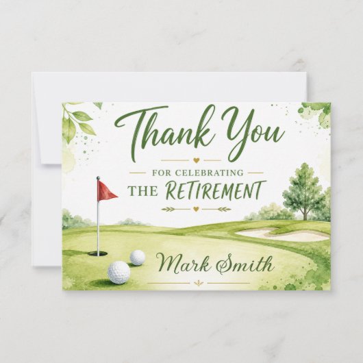 Carte De Remerciements Retraite de golf (Devant)