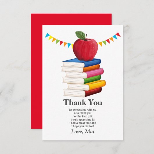 Carte De Remerciements retraite d'enseignant, Apple, retraite d'enseignan (Devant / Derrière)