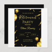 Carte De Remerciements Retraite Élégante Noire Et Or (Devant / Derrière)