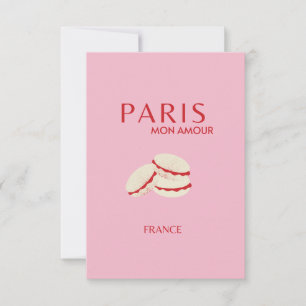 Carte De Remerciements Retro Abstrait Pastel Paris Pink Pastel Travel Art
