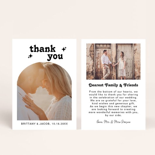 Carte De Remerciements Retro Arch Photo Message Wedding