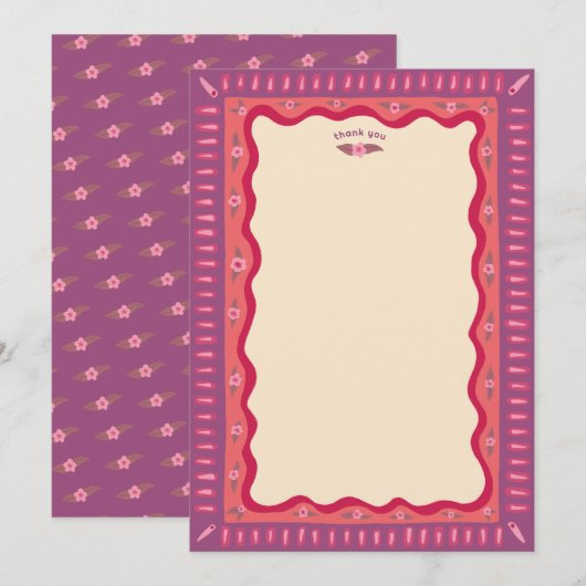 Carte De Remerciements Retro Boho amusant Fête des mariées artisanale sur (Devant / Derrière)