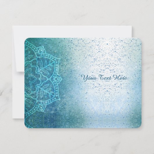 Carte De Remerciements Retro Boho Floral Mandala Zen Bleu clair (Devant)