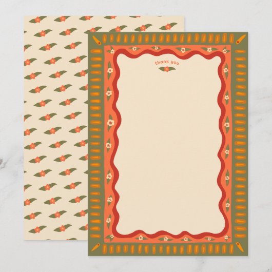 Carte De Remerciements Retro Boho Fun Mariage fait main SUR MESURE Shower (Devant / Derrière)