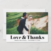 Carte De Remerciements Retro Bold Typographie Love & Thanks Mariage photo (Devant)