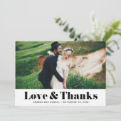 Carte De Remerciements Retro Bold Typographie Love & Thanks Mariage photo (Debout devant)