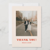 Carte De Remerciements Retro Bold Typography Wedding Photo (Devant)