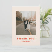 Carte De Remerciements Retro Bold Typography Wedding Photo (Debout devant)