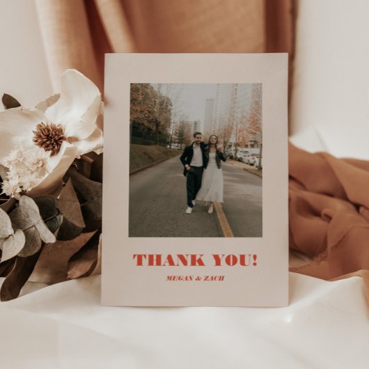 Carte De Remerciements Retro Bold Typography Wedding Photo
