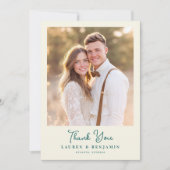 Carte De Remerciements Retro Botanica and Teal Wedding (Devant)