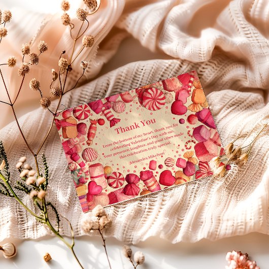 Carte De Remerciements Retro Candy Sweets Valentine Party
