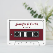 Carte De Remerciements Retro Cassette Bande Vin Rouge Mariage Favoriser (Debout devant)