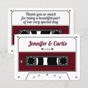 Carte De Remerciements Retro Cassette Bande Vin Rouge Mariage Favoriser