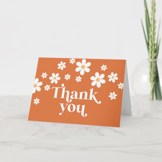 Carte De Remerciements Retro Daisy burnt orange boho thank you card (Devant)