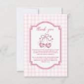 Carte De Remerciements Retro Disco Photo Cute Rose Bow Fête des mariées (Devant)