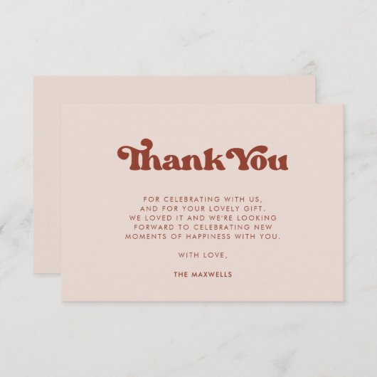 Carte De Remerciements Retro élégant Peach Pink (Devant / Derrière)