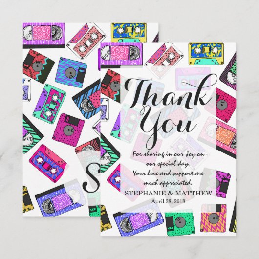 Carte De Remerciements Rétro enregistreurs à cassettes modelés des années (Devant / Derrière)