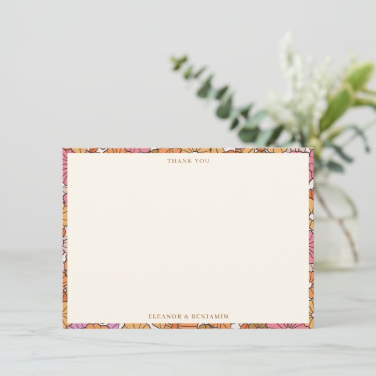 Carte De Remerciements Retro Fall Floral Custom Co-ed Couples Shower (Debout devant)