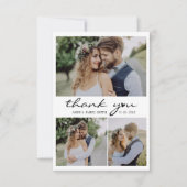 Carte De Remerciements Retro Heart Script 4 Photo Collage Mariage (Devant)
