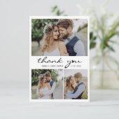 Carte De Remerciements Retro Heart Script 4 Photo Collage Mariage (Debout devant)